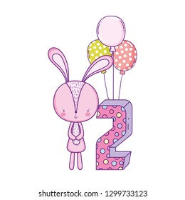 cute little rabbit with balloons helium