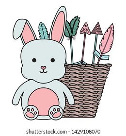 cute little rabbit with basket straw and arrows