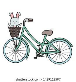 cute little rabbit in bicycle with basket