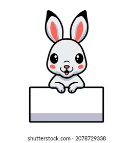 Cute little rabbit cartoon with blank sign