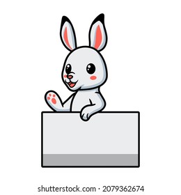 Cute little rabbit cartoon with blank sign