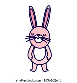 cute little rabbit cartoon character on white background vector illustration