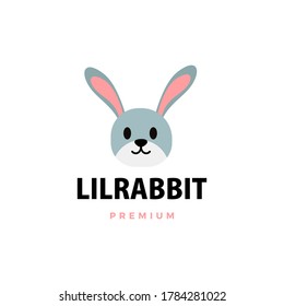 cute little rabbit cartoon logo vector icon illustration