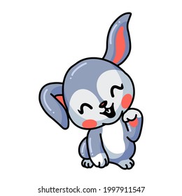 Cute little rabbit cartoon posing
