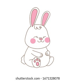 cute little rabbit easter character vector illustration design