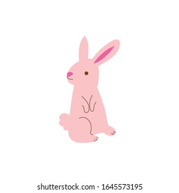 cute little rabbit easter flat icon vector illustration design