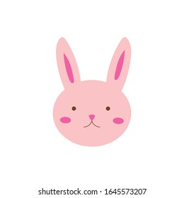 cute little rabbit easter flat icon vector illustration design