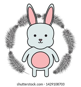 cute little rabbit with feathers frame