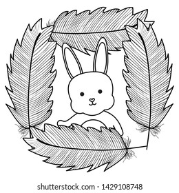 cute little rabbit with feathers frame