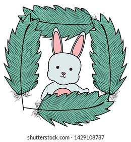 cute little rabbit with feathers frame