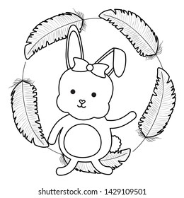 cute little rabbit with feathers frame