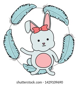 cute little rabbit with feathers frame