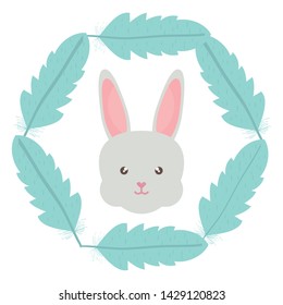 cute little rabbit with feathers frame