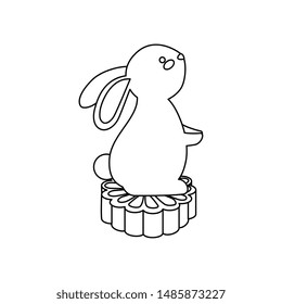 cute and little rabbit with flower wooden