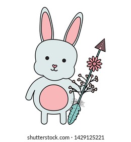 cute little rabbit with flowers and arrows