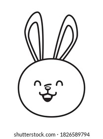 cute little rabbit funny head line style vector illustration design