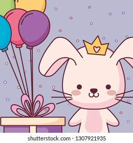 cute and little rabbit with gift