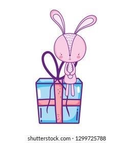 cute little rabbit with giftbox character