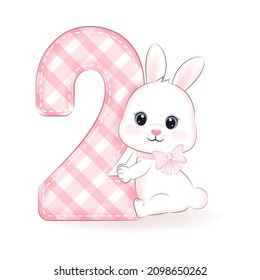 Cute little rabbit, Happy birthday 2 years old