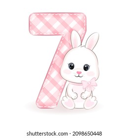 Cute little rabbit, Happy birthday 7 years old