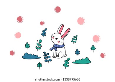 Cute little rabbit/ happy easter collection. illustration, Vector
