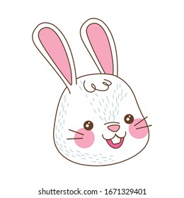 cute little rabbit head easter character vector illustration design