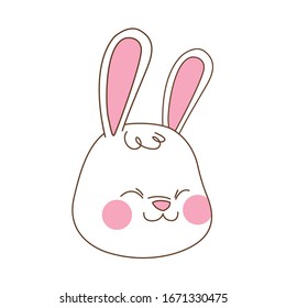cute little rabbit head easter character vector illustration design