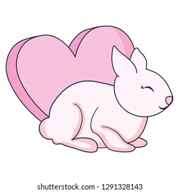 cute and little rabbit with heart love