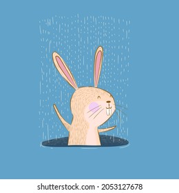 Cute little rabbit icon character vector illustration.