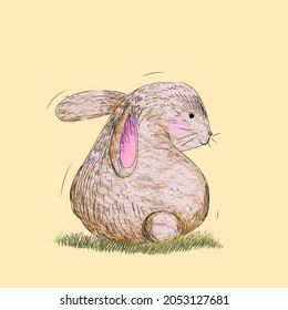 Cute little rabbit icon character vector illustration.