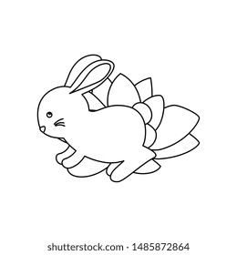 cute and little rabbit in lotus flower character