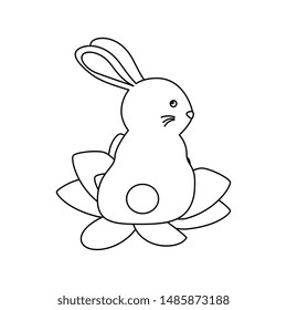 cute and little rabbit in lotus flower character