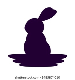cute and little rabbit silhouette