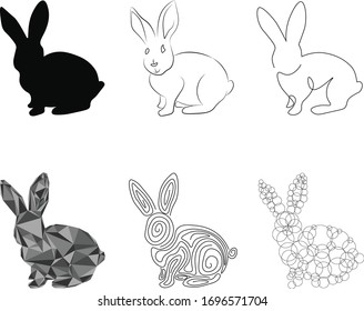 A cute little rabbit in six styles