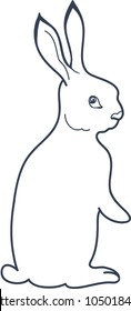Cute little rabbit. Vector outline illustration is isolated on white background for kids fashion clothes, fabric, textile. Cute print for girls and boys