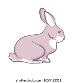 Cute little rabbit. Vector outline illustration is isolated on white background for kids fashion clothes, fabric, textile. Cute print for girls and boys. Easter bunny