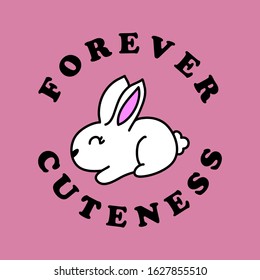 A CUTE LITTLE RABBIT VECTOR, SLOGAN PRINT