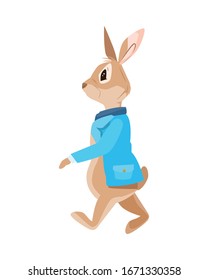 cute little rabbit walking easter character vector illustration design
