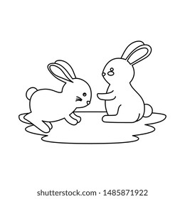 cute and little rabbits couple characters