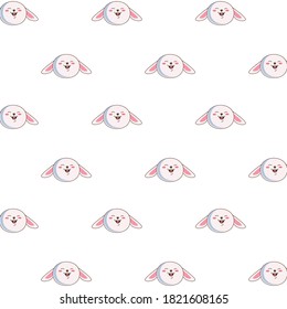 cute little rabbits funny heads characters pattern vector illustration design