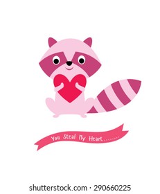 cute little raccoon steal my heart card