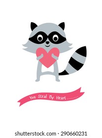 cute little raccoon steal my heart card