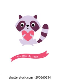 cute little raccoon steal my heart card