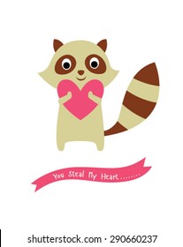 cute little raccoon steal my heart card