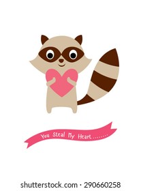 cute little raccoon steal my heart card