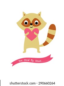 cute little raccoon steal my heart card
