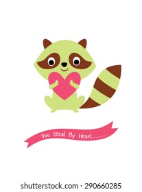 cute little raccoon steal my heart card