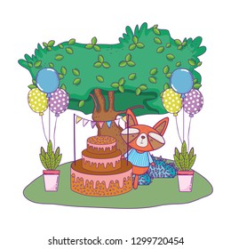cute and little raccoon with sweet cake