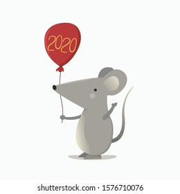 Cute little rat with a 2020 red balloon
