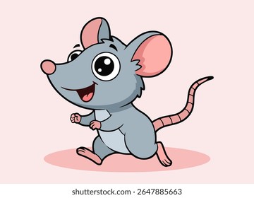 cute little rat with big eyes running and smiling happy